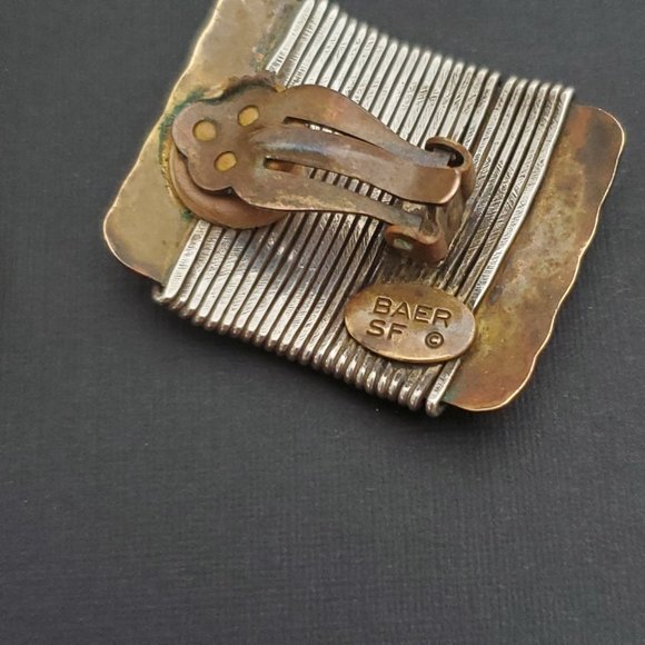 Marjorie Baer SF Brutalist Clip On Earring Mixed Metal Gold Silver - Picture 3 of 5